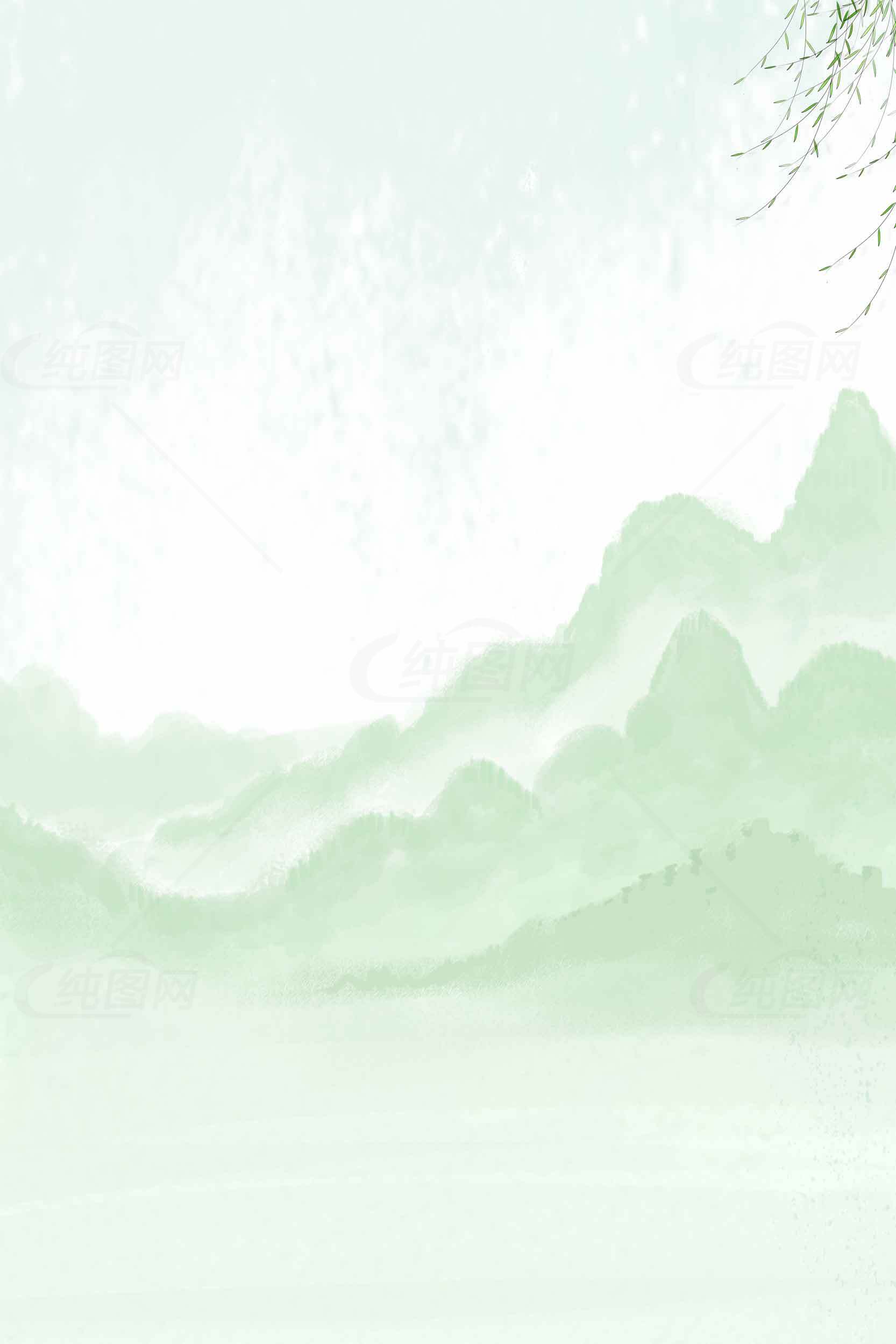 淡雅水墨山水背景图片素材
