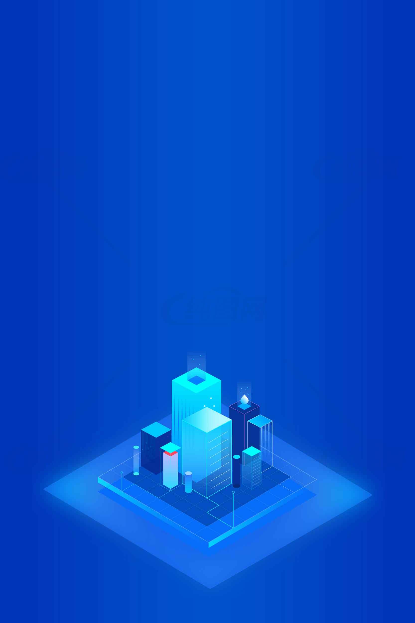 未来科技感城市蓝色背景图片素材