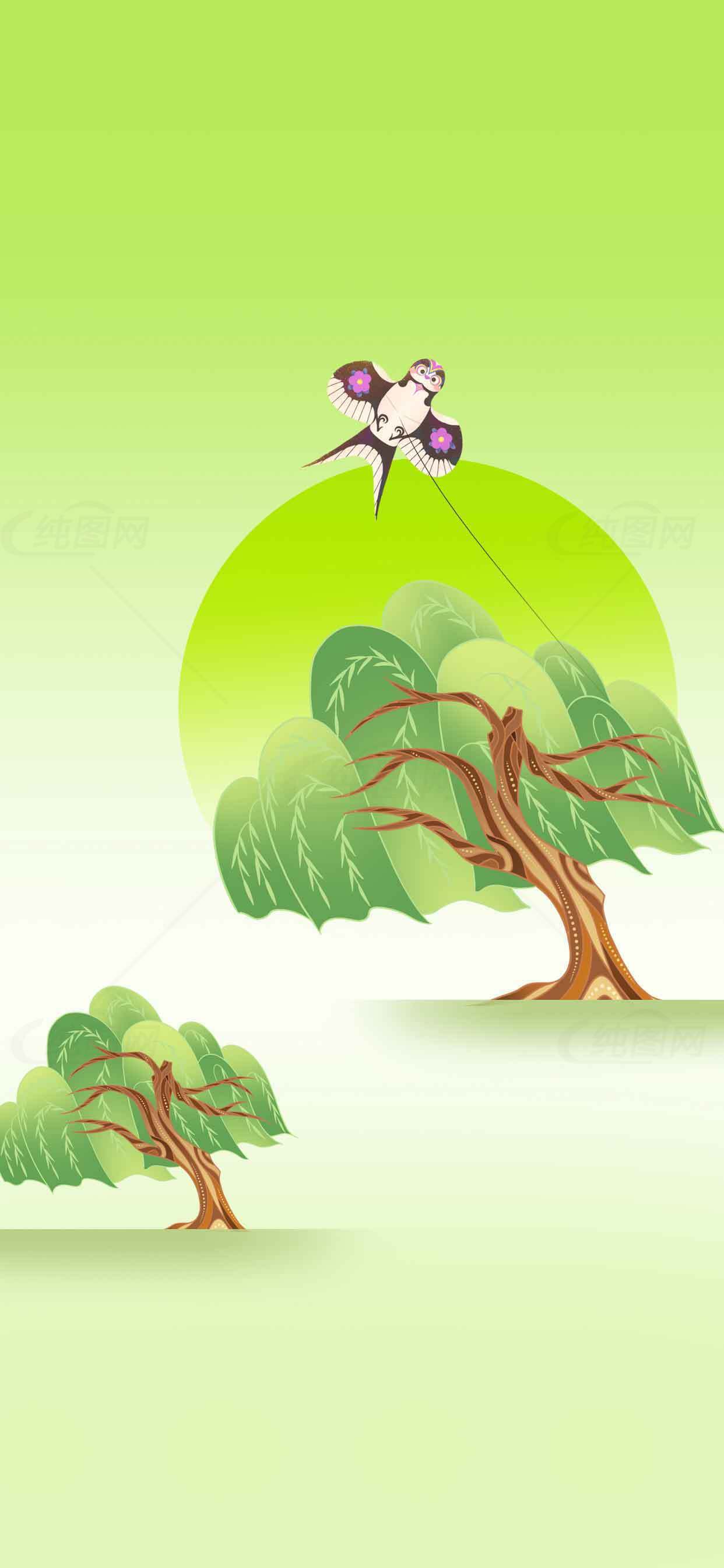 春季风筝插画背景素材图片