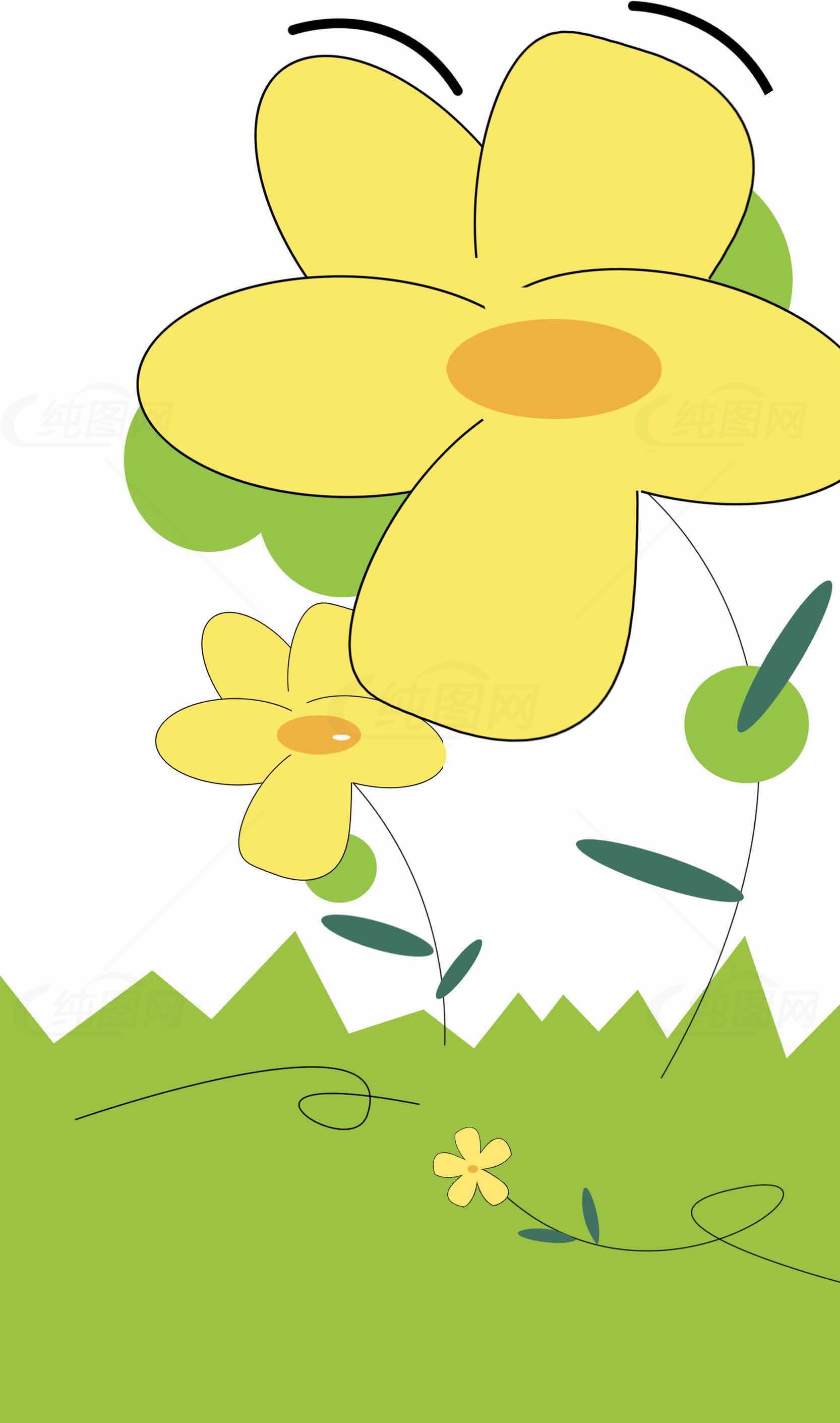 简约手绘黄色花朵插画背景图片素材