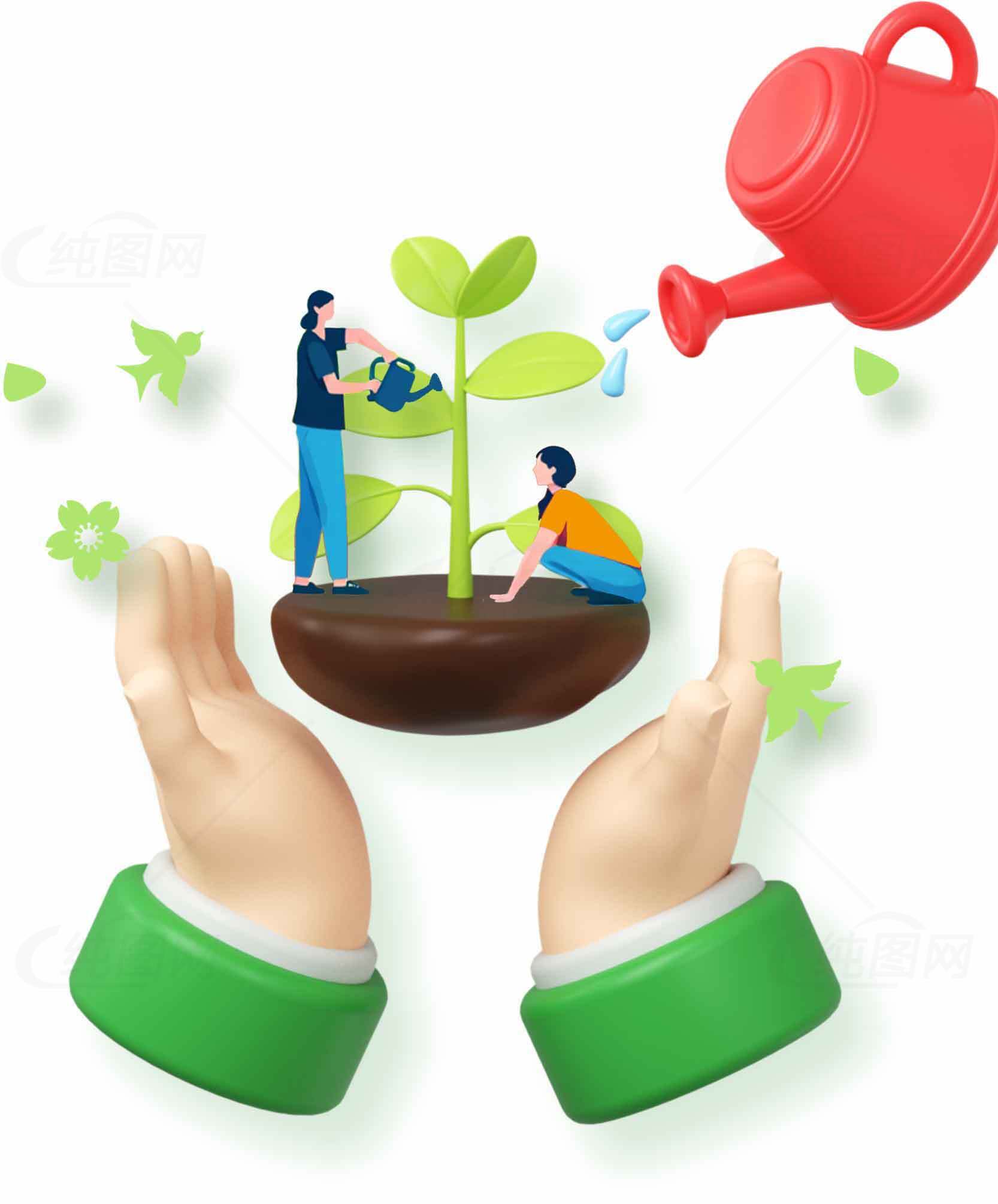 环保与植树主题插画设计素材