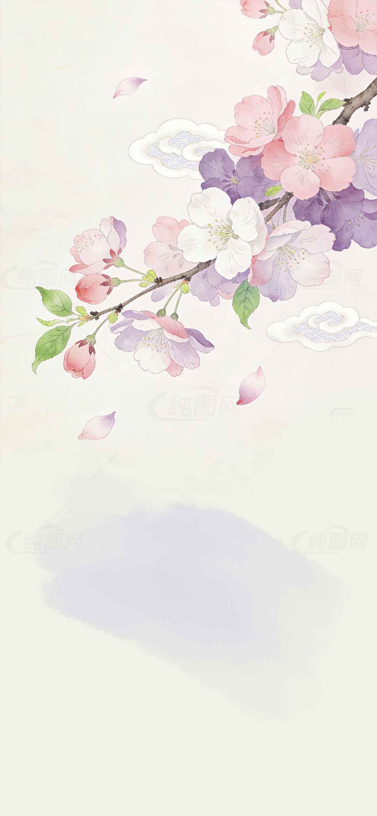 唯美水彩花卉背景图片素材