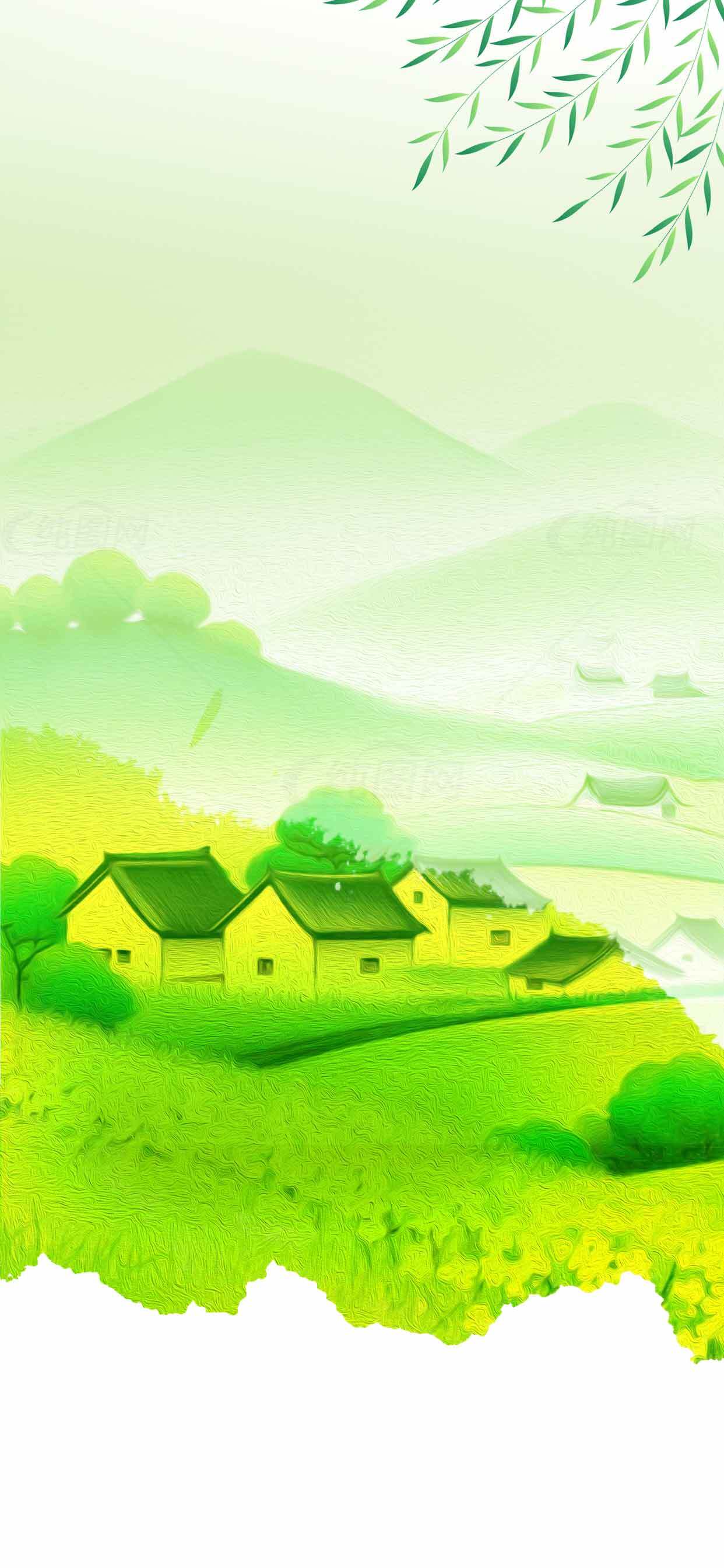 田园风光绿色背景图片素材