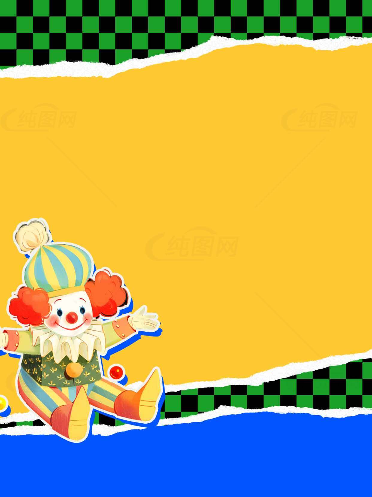 彩色小丑主题背景图片设计素材