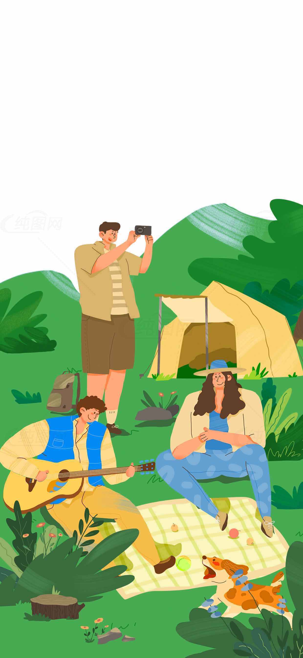 户外露营休闲活动插画设计素材