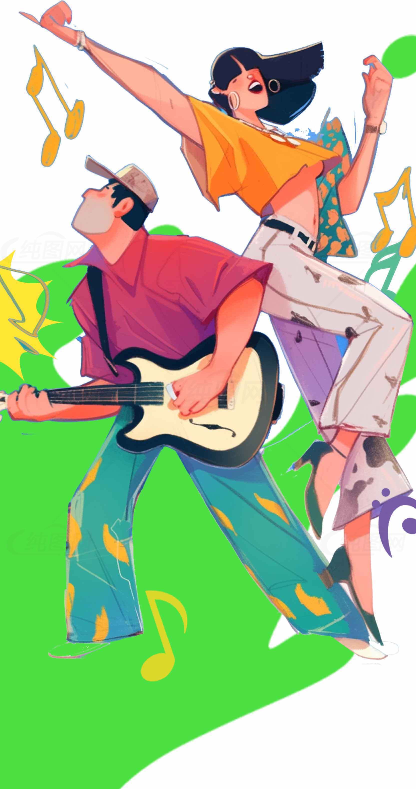 音乐派对活力插画设计素材