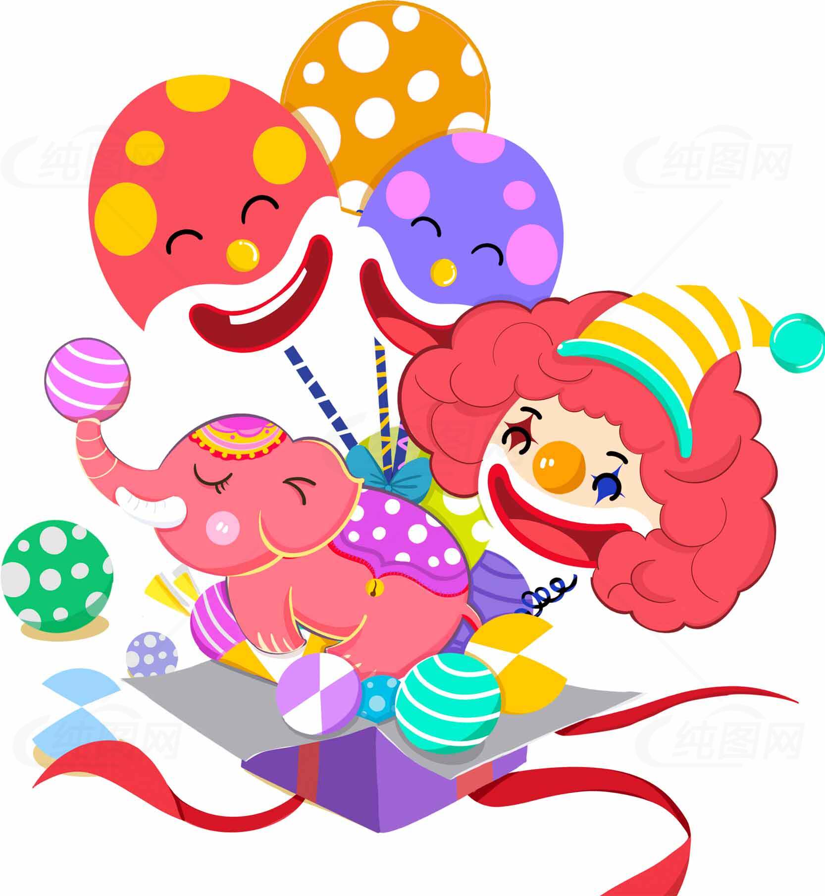 欢乐马戏团主题插画设计素材