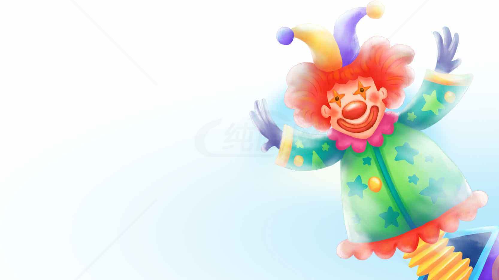 欢乐小丑弹簧玩具插画设计素材