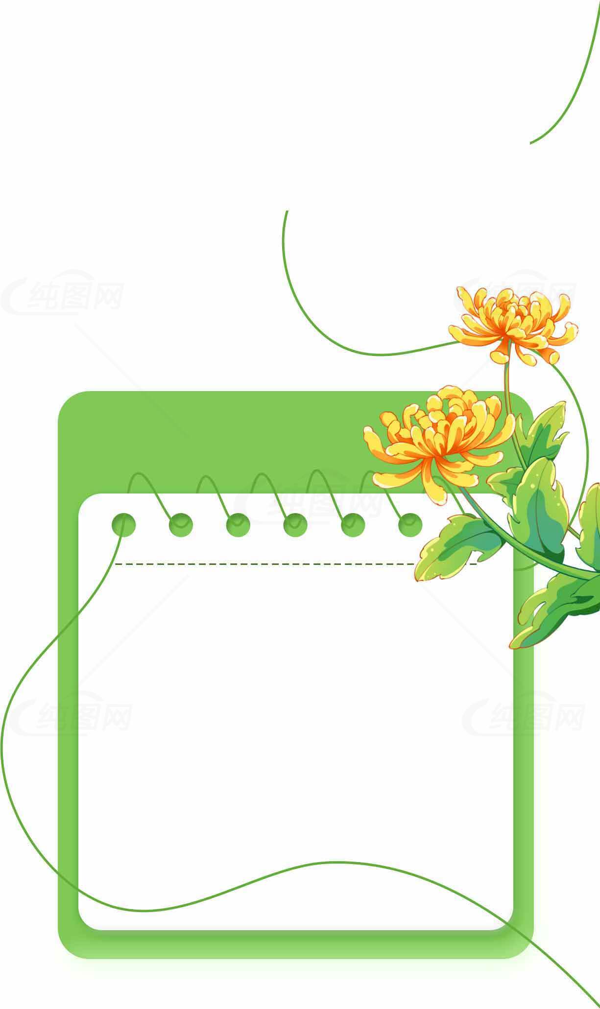 绿色花卉装饰记事本背景图片素材