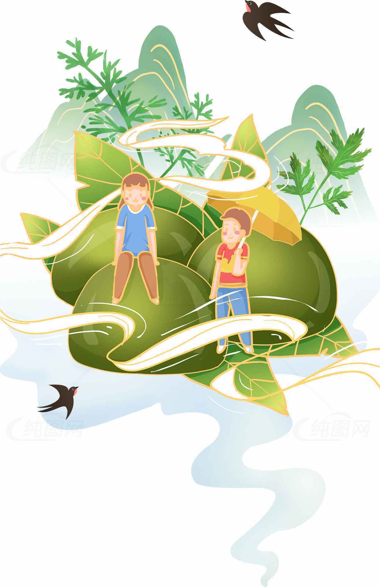 端午节插画：传统文化与自然元素的完美结合素材