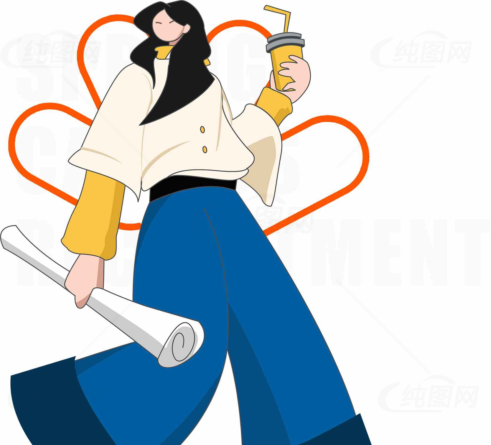 时尚插画风格女性形象设计素材