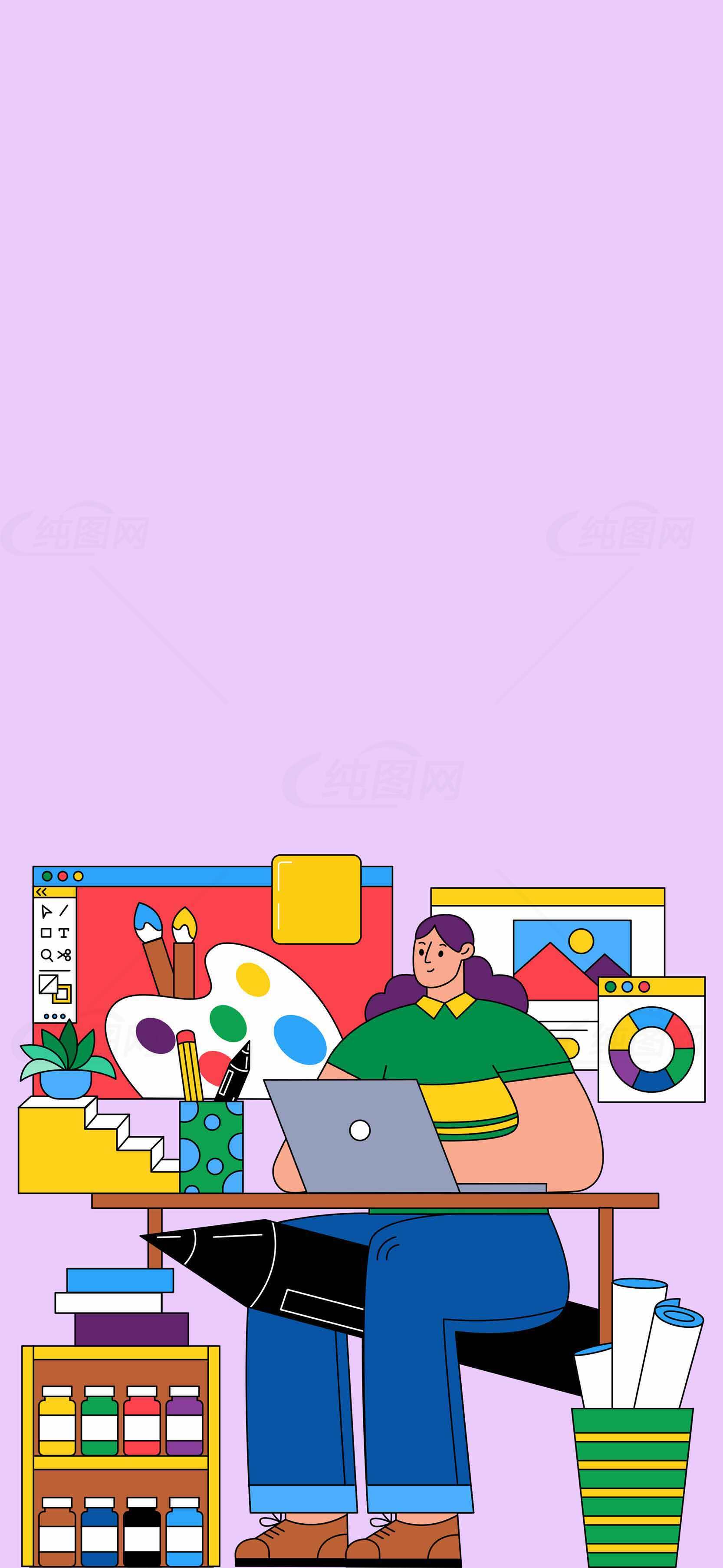创意设计师的工作空间插画素材