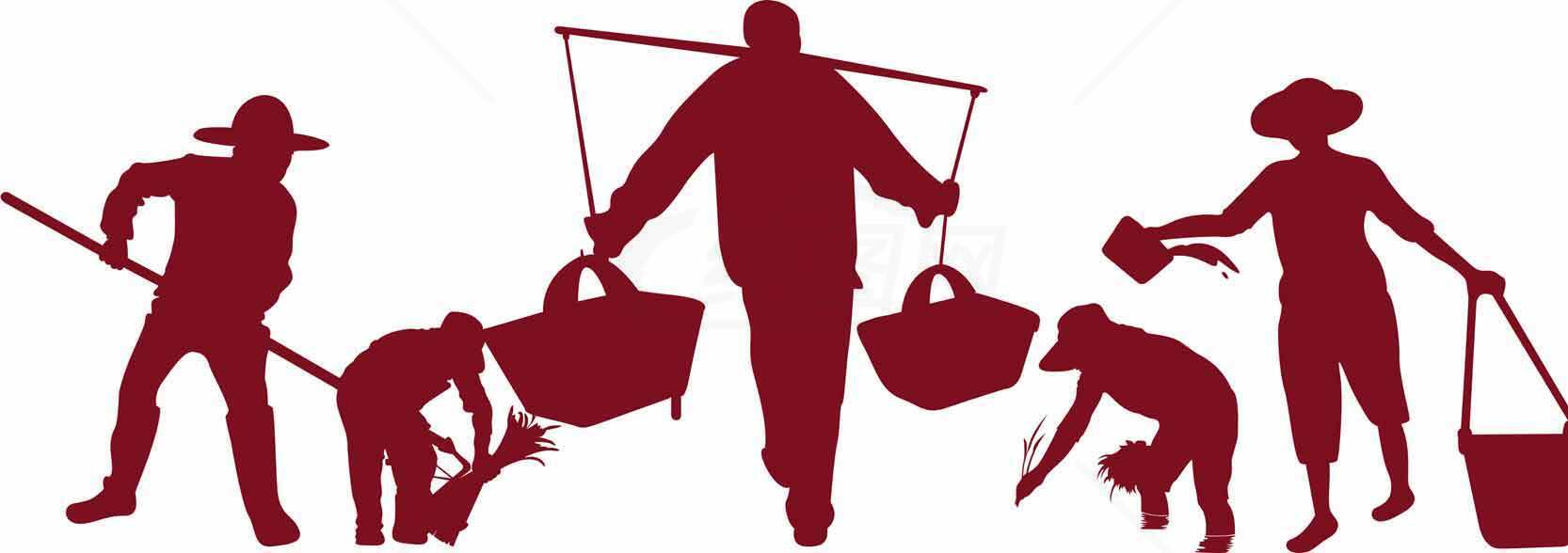 农民劳作剪影图片 - 传统农业文化展示素材