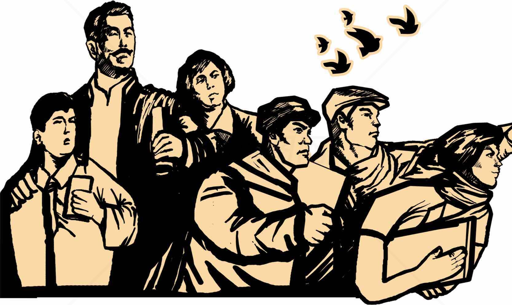 团结与希望的艺术插画素材