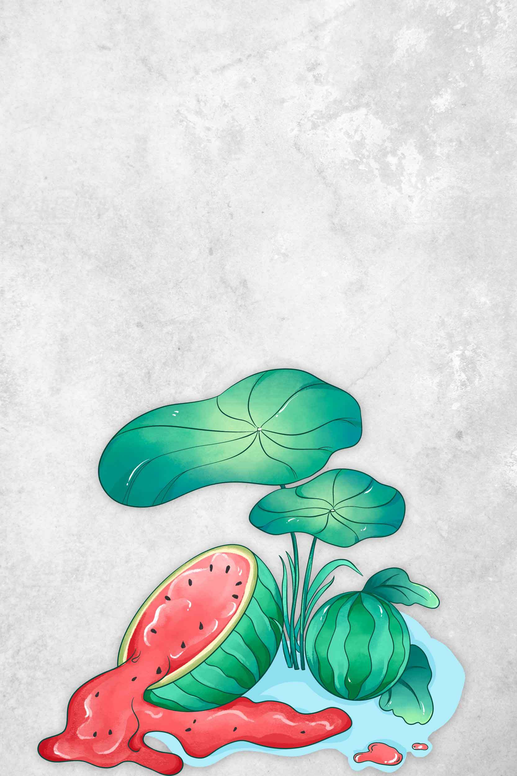 夏日清新风格西瓜主题插画背景图素材