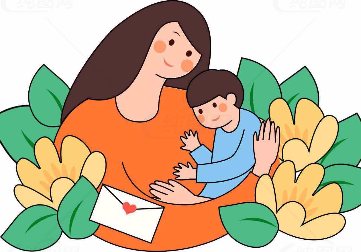 母爱与温馨亲子时光插画素材